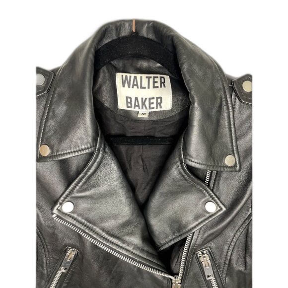 Walter Baker Liz Motorcycle Leather Jacket Black Size M - Picture 6 of 8